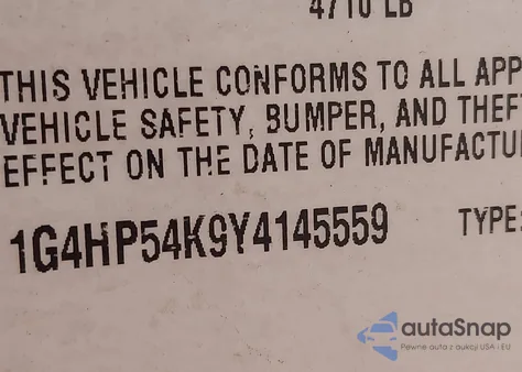 2000 Buick Lesabre Custom из США, поврежденный, VIN 1G4HP54K9Y4145559